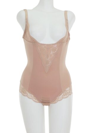 Lace and Mesh Bodysuit Shapewear - Nude Elegance