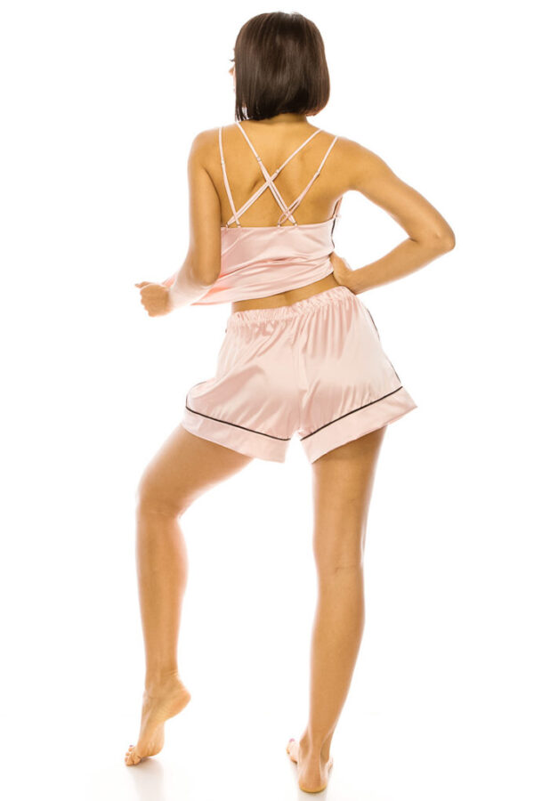 Satin PJ Short Set - Rose Satin Lounge Set
