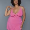 Plus-Size Mini-Length Babydoll with Criss-Cross Back - Coral