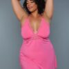 Plus-Size Mini-Length Babydoll with Criss-Cross Back - Coral