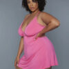 Plus-Size Mini-Length Babydoll with Criss-Cross Back - Coral