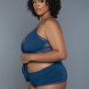Plus-Size V-Neck Cami & Wire-Free Bralette Set - Deep Royal