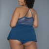 Plus-Size V-Neck Cami & Wire-Free Bralette Set - Deep Royal