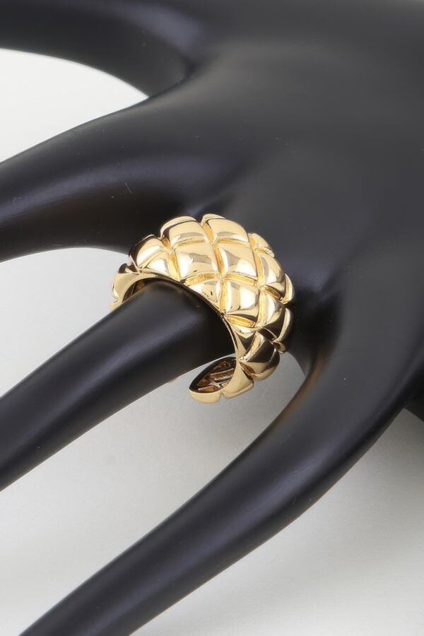 Diamond Quilt Wrap Ring - Gold Quilted Band