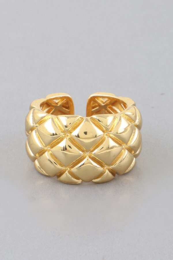 Diamond Quilt Wrap Ring - Gold Quilted Band