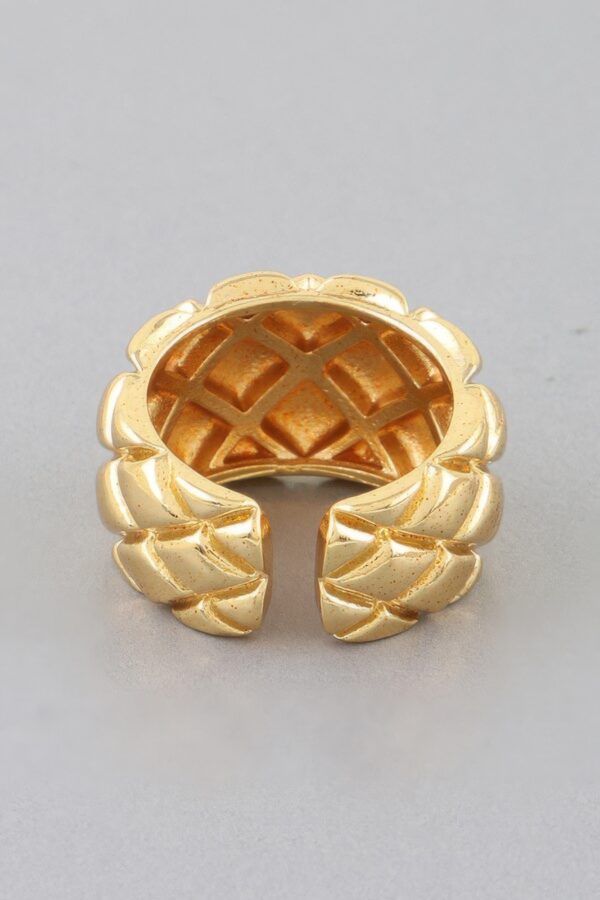 Diamond Quilt Wrap Ring - Gold Quilted Band
