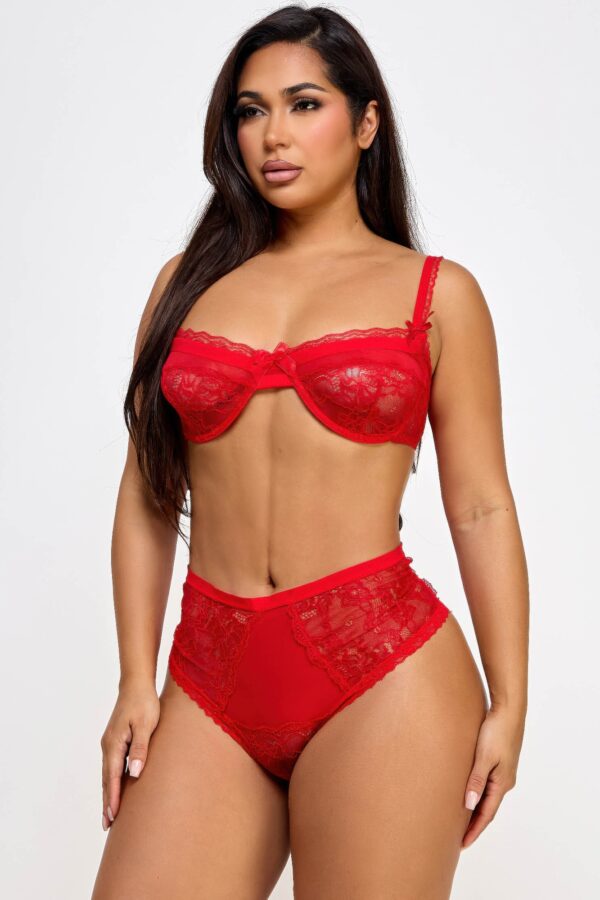 Lacey Lace Balconette Lingerie Set - High-Waist