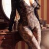 Secret Poison Floral Lace Bodystocking - Plunging V-Neck