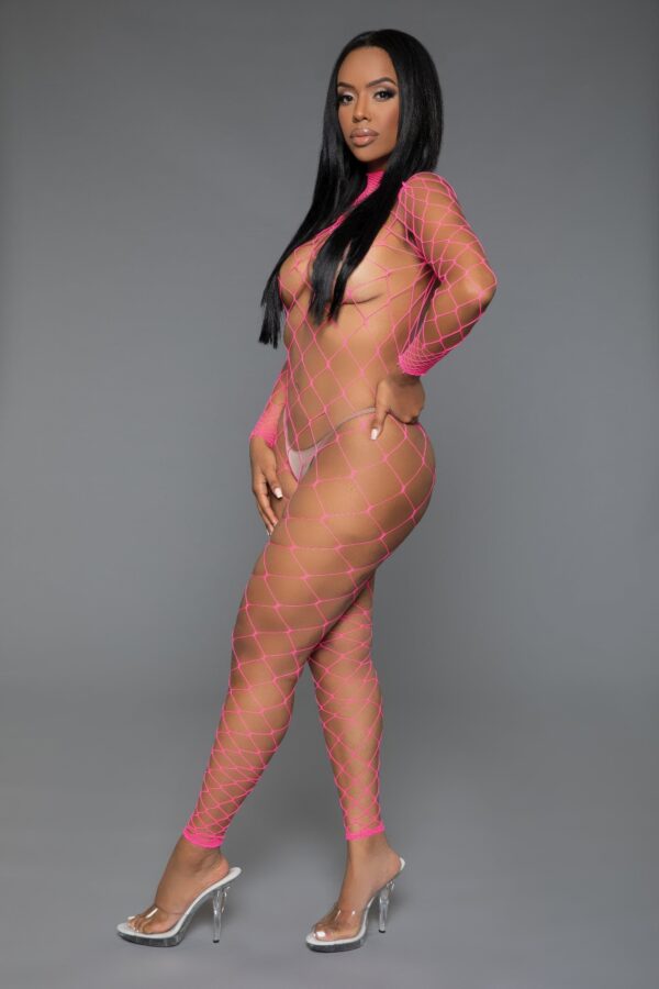 Sweet Desires Wide Fishnet Open-Back Bodystocking