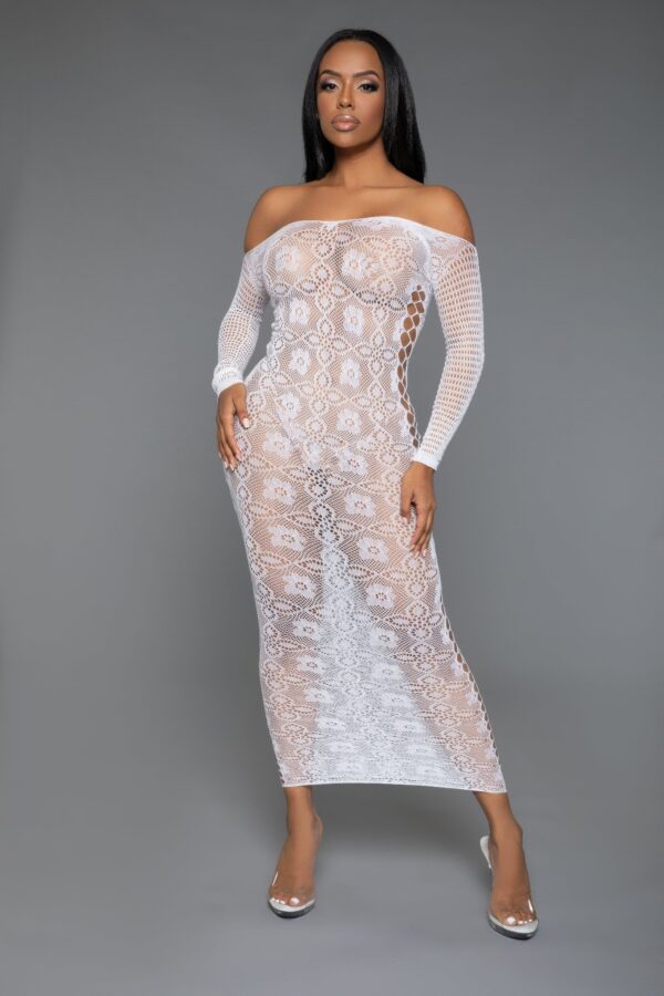 Late Last Night Lace Night Dress - Off-Shoulder Cutouts