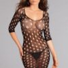 Sheer Polka Dot Mesh Bodystocking - Scoop Neck