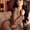 Fishnet Bodycon Minidress - V-Neck