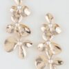 Triple Flower Ribbed Drop Earrings with Pearl Centers