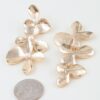 Triple Flower Ribbed Drop Earrings with Pearl Centers
