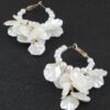 Pearl Petal Beaded Hoop Earrings - Gold-Tone