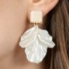Pearl Petal Drop Earrings with Cream Square Studs