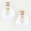 White Stone Hoop Drop Earrings with Gold-Tone Bar