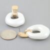 White Stone Hoop Drop Earrings with Gold-Tone Bar