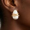 Modern Cross Stone Earrings - Gold-Tone Wrap