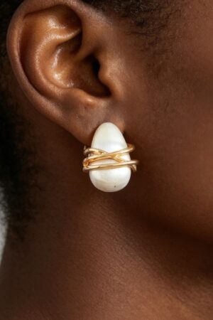 Modern Cross Stone Earrings - Gold-Tone Wrap