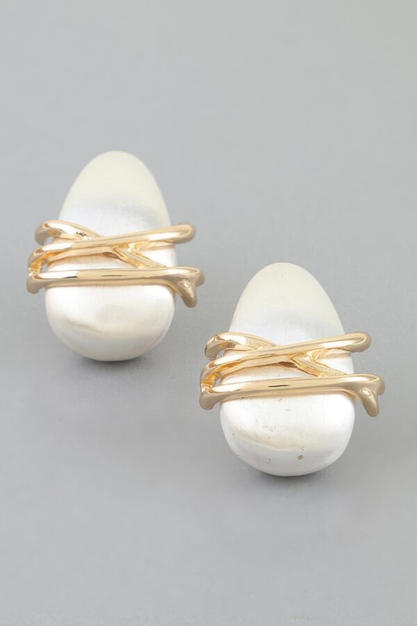 Modern Cross Stone Earrings - Gold-Tone Wrap