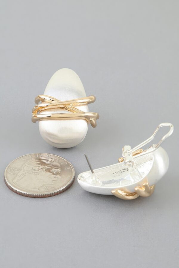 Modern Cross Stone Earrings - Gold-Tone Wrap