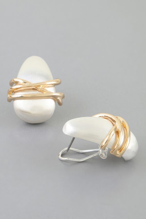 Modern Cross Stone Earrings - Gold-Tone Wrap