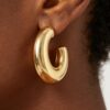 Polished Chunky C-Shape Hoop Earrings - Gold-Tone