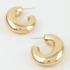 Polished Chunky C-Shape Hoop Earrings - Gold-Tone