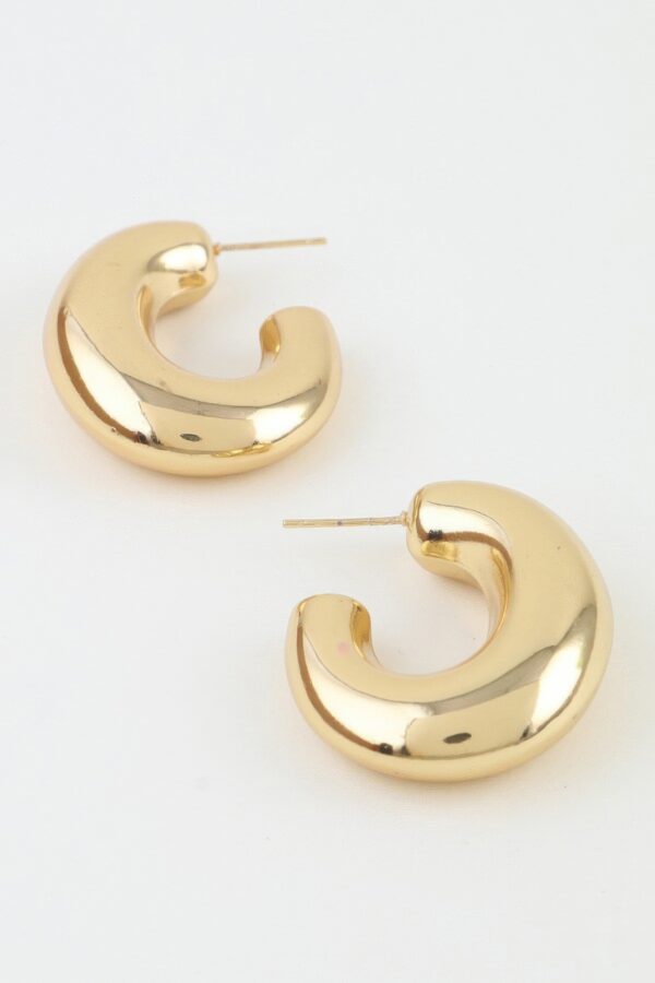 Polished Chunky C-Shape Hoop Earrings - Gold-Tone