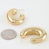 Polished Chunky C-Shape Hoop Earrings - Gold-Tone