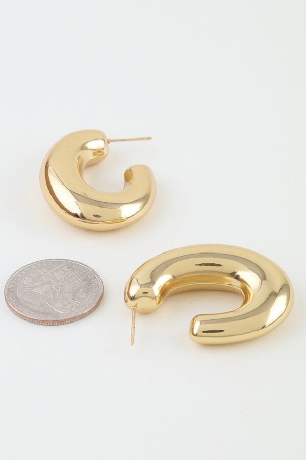 Polished Chunky C-Shape Hoop Earrings - Gold-Tone