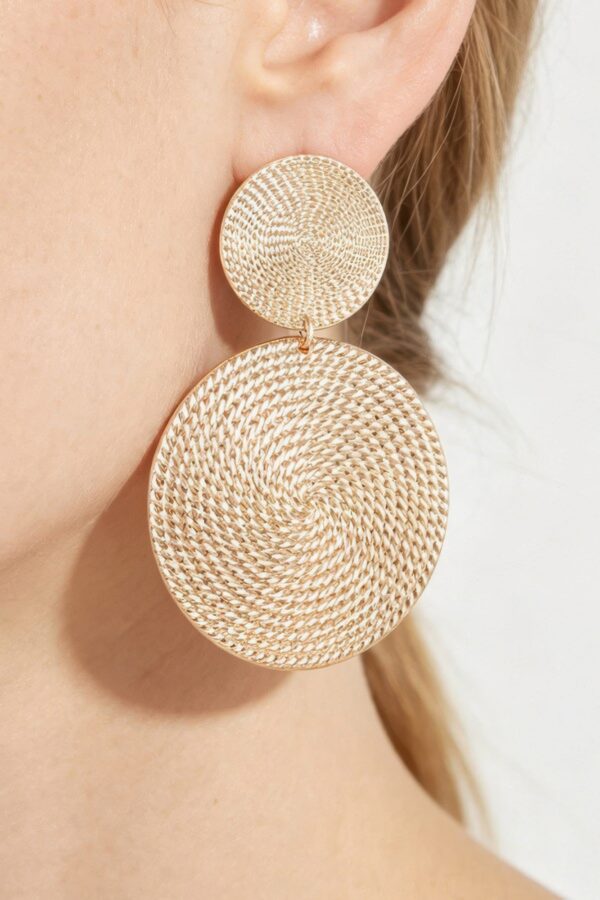 Polished Two-Tier Engraved Disc Drop Earrings