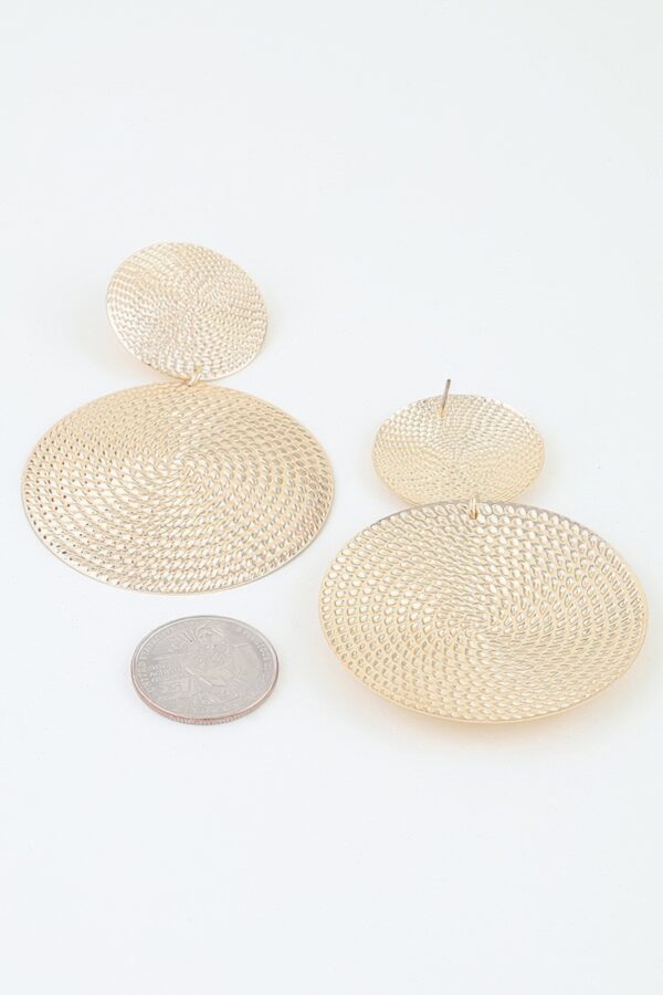 Polished Two-Tier Engraved Disc Drop Earrings