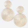 Polished Two-Tier Engraved Disc Drop Earrings