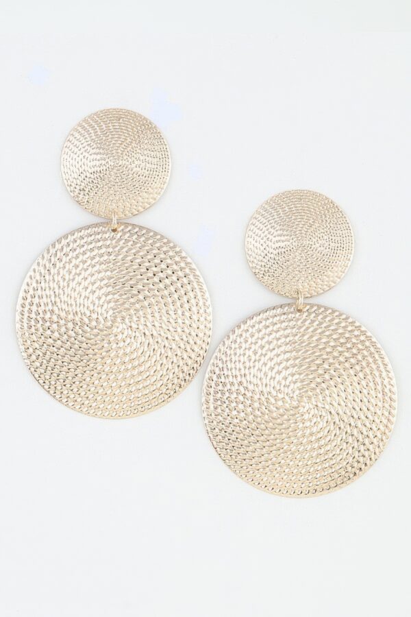 Polished Two-Tier Engraved Disc Drop Earrings