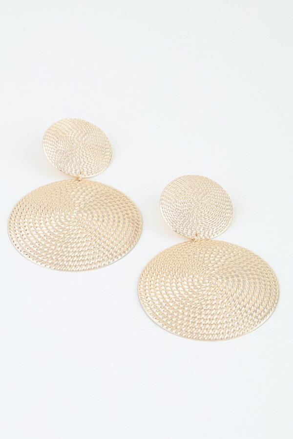 Polished Two-Tier Engraved Disc Drop Earrings