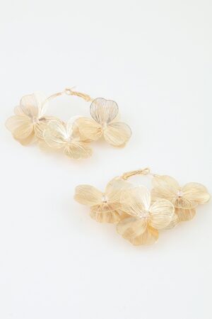 Triple Flower Hoop Earrings - Layered Wirework Detail
