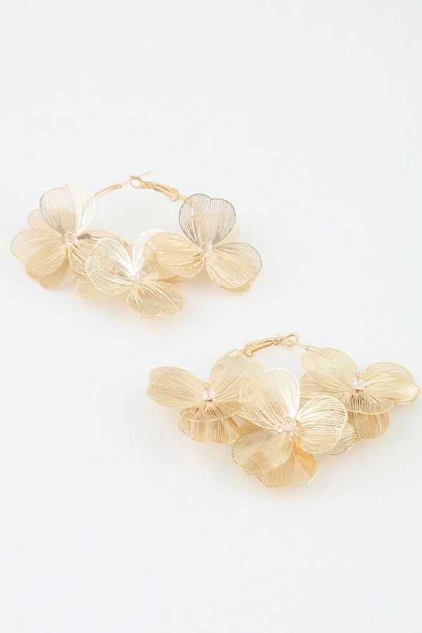 Triple Flower Hoop Earrings - Layered Wirework Detail