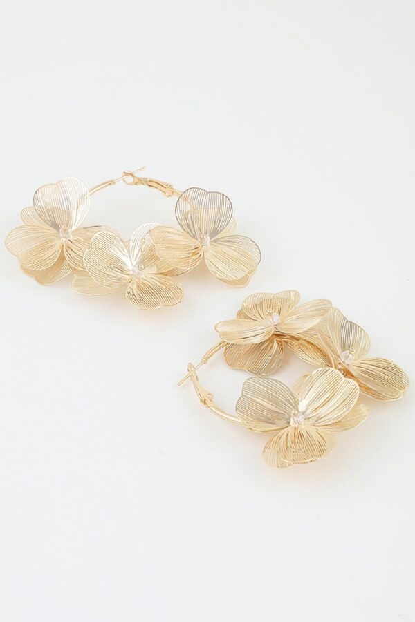 Triple Flower Hoop Earrings - Layered Wirework Detail