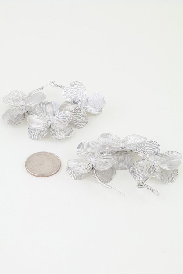 Triple Flower Hoop Earrings - Layered Wirework Detail