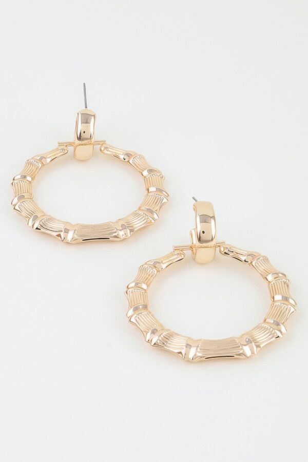 Bamboo-Textured Polished Hoop Earrings