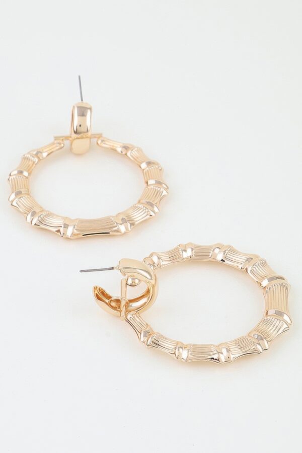 Bamboo-Textured Polished Hoop Earrings