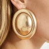 Double-Layer Matte & Polished Dome Stud Earrings