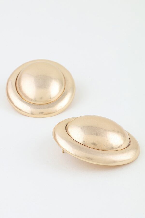 Double-Layer Matte & Polished Dome Stud Earrings