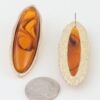 Ripple Oval Stone Earrings with Matte Metal Frame