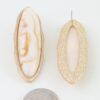 Ripple Oval Stone Earrings with Matte Metal Frame