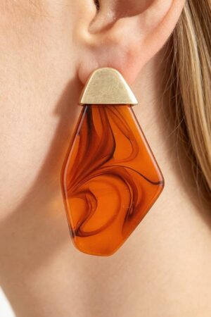 Ripple Geometric Stone Earrings with Matte Metal Top