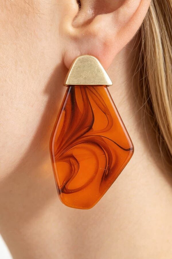 Ripple Geometric Stone Earrings with Matte Metal Top