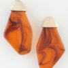 Ripple Geometric Stone Earrings with Matte Metal Top
